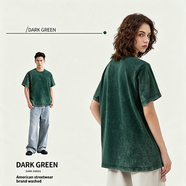 Distressed loose-fit pure cotton T-shirt