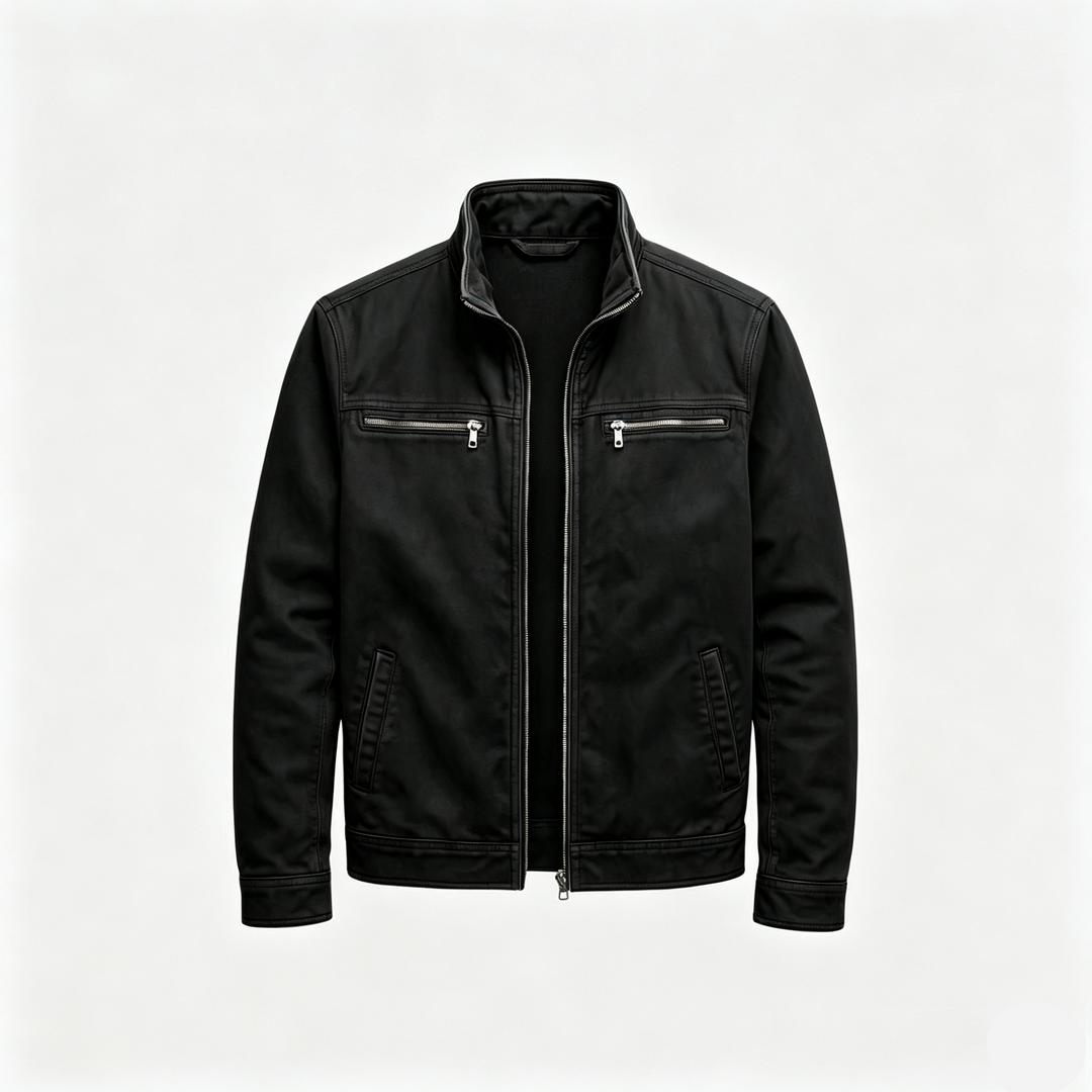 Vintage Washed Stand Collar Work Jacket