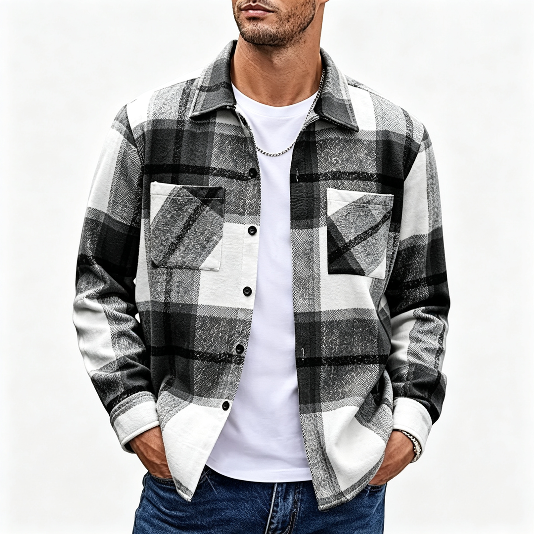 Plaid Long Sleeve Button Down Shirt Jacket