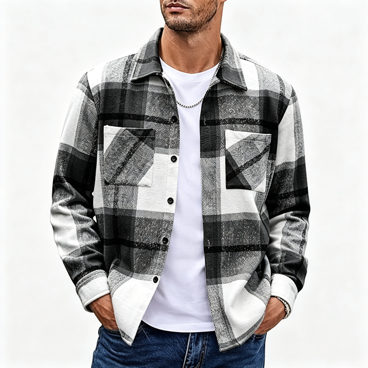 Plaid Long Sleeve Button Down Shirt Jacket
