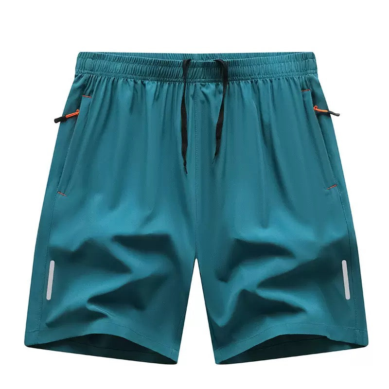 Quick-drying, elastic waistband, lightweight and stretchy; suitable for fitness training and running; features zippered pockets.