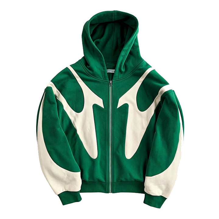 Streetwear Color Block Full Zip Hoodie