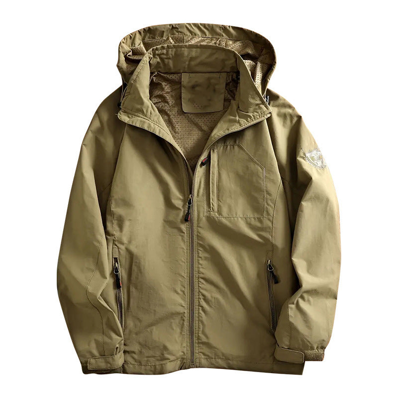 Men Outdoor Waterproof Hooded Hiking Jacket