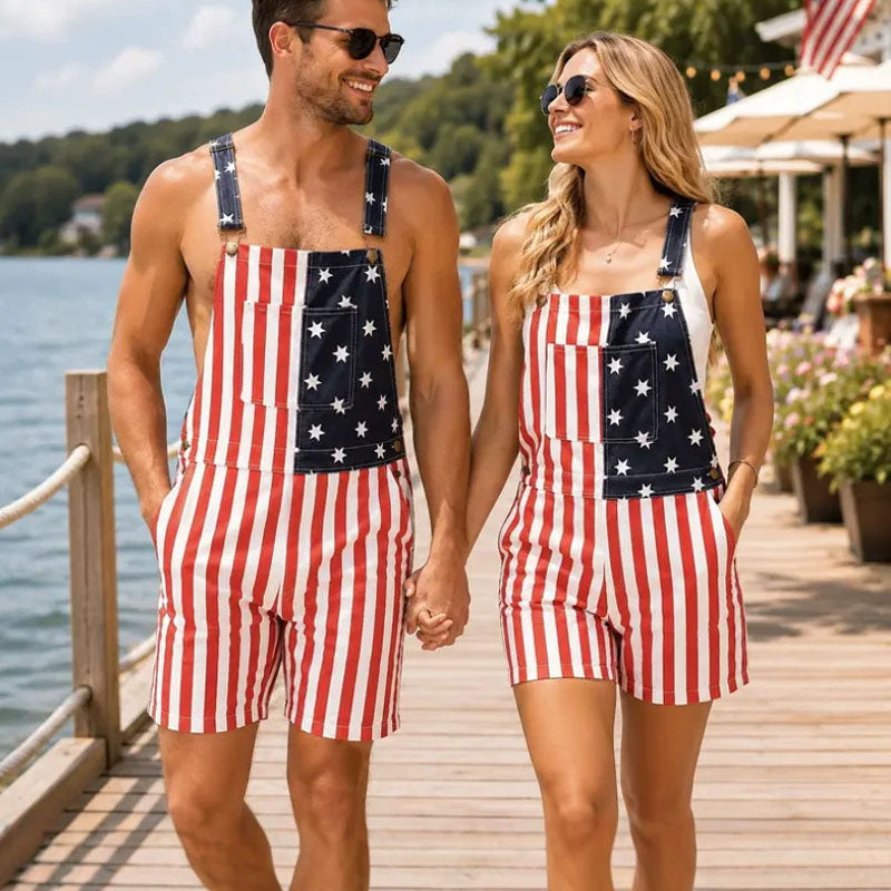 Festive-print overalls