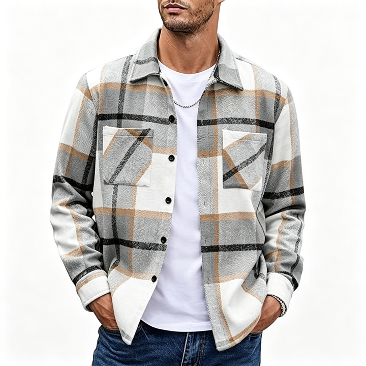 Plaid Long Sleeve Button Down Shirt Jacket