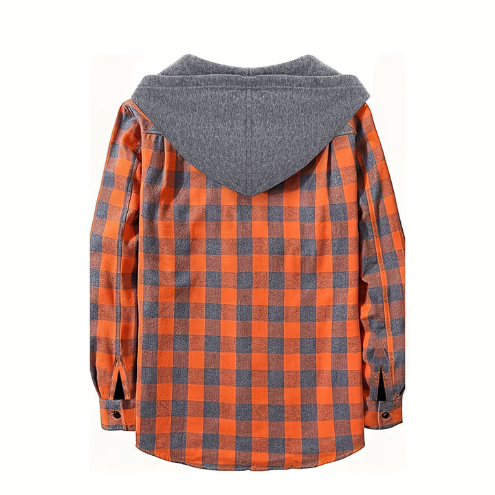 Hooded Plaid Button Down Flannel Shirt