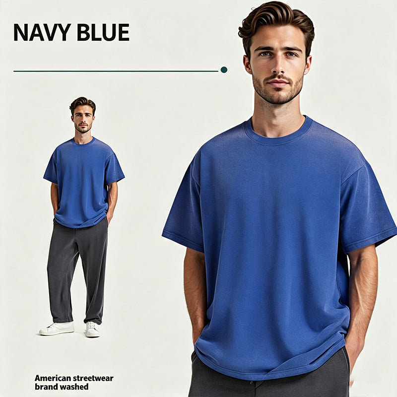 Distressed loose-fit pure cotton T-shirt