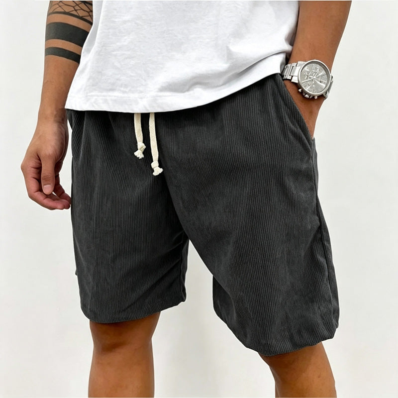 Men's lace-up corduroy athletic shorts