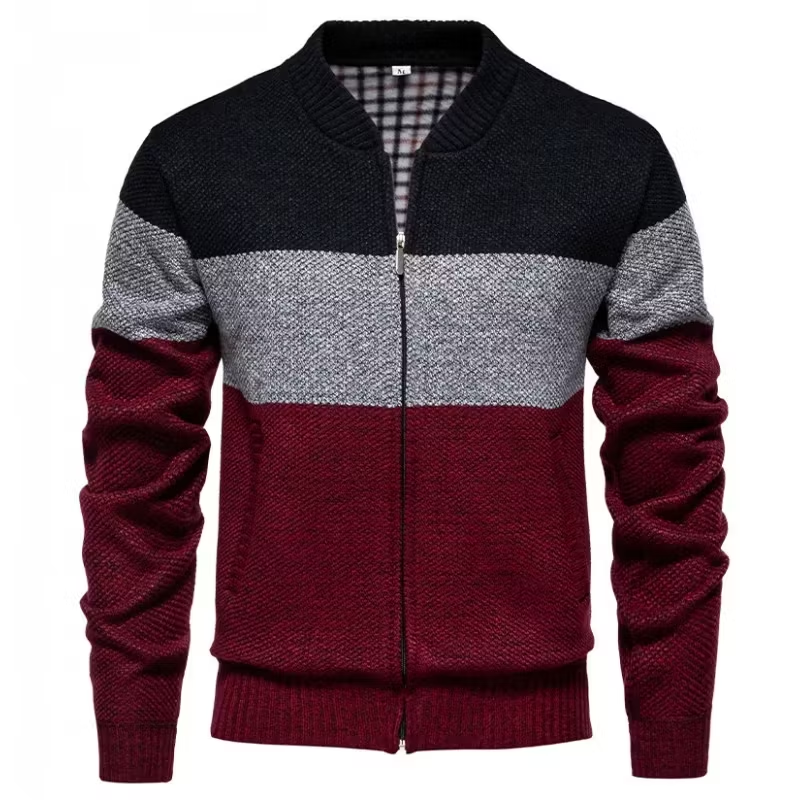 Men's Knitted Color Block Cardigan Jacket