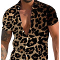 Men's leopard print short-sleeved shirt
