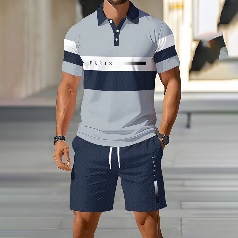 Men's Short-Sleeve Polo Shirt and Shorts Set