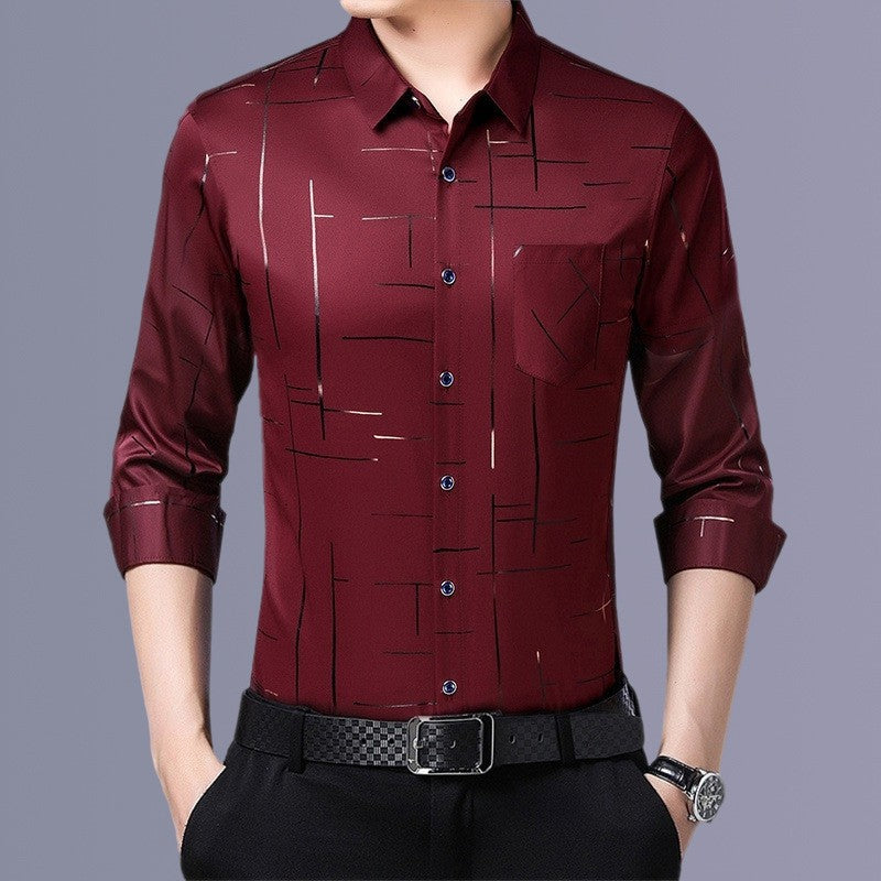 Men's 3D-Print Slim-Fit Long-Sleeve Shirt