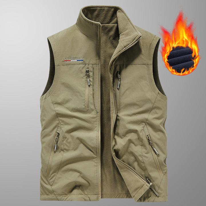 Men Fall Winter Reversible Fleece Lined Vest