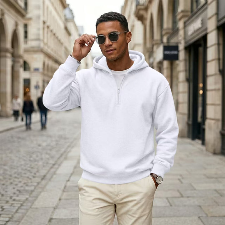 Quarter Zip Hoodie Relaxed Fit Pullover Top