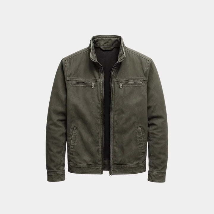 Vintage Washed Stand Collar Work Jacket