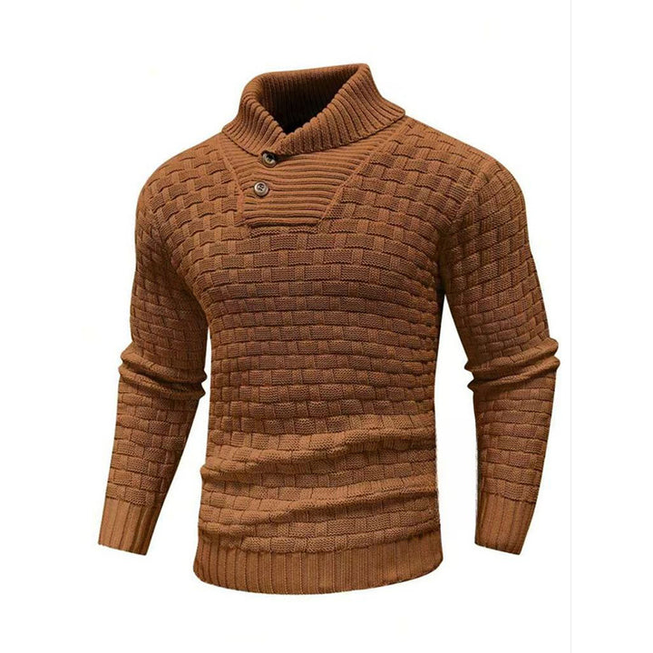 Mens Button Neck Textured Knit Sweater