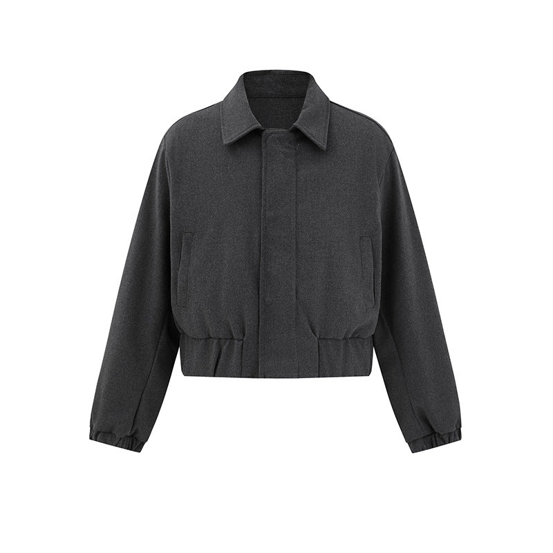 Button Front Cropped Casual Jacket