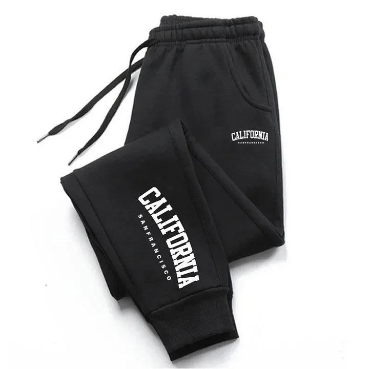 Men Warm Fleece Letter Print Jogger Pants