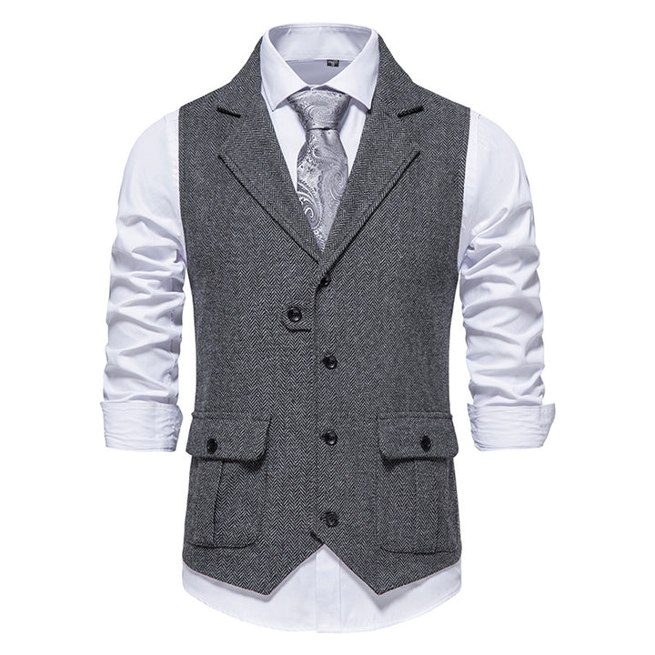 Single-breasted retro collared vest
