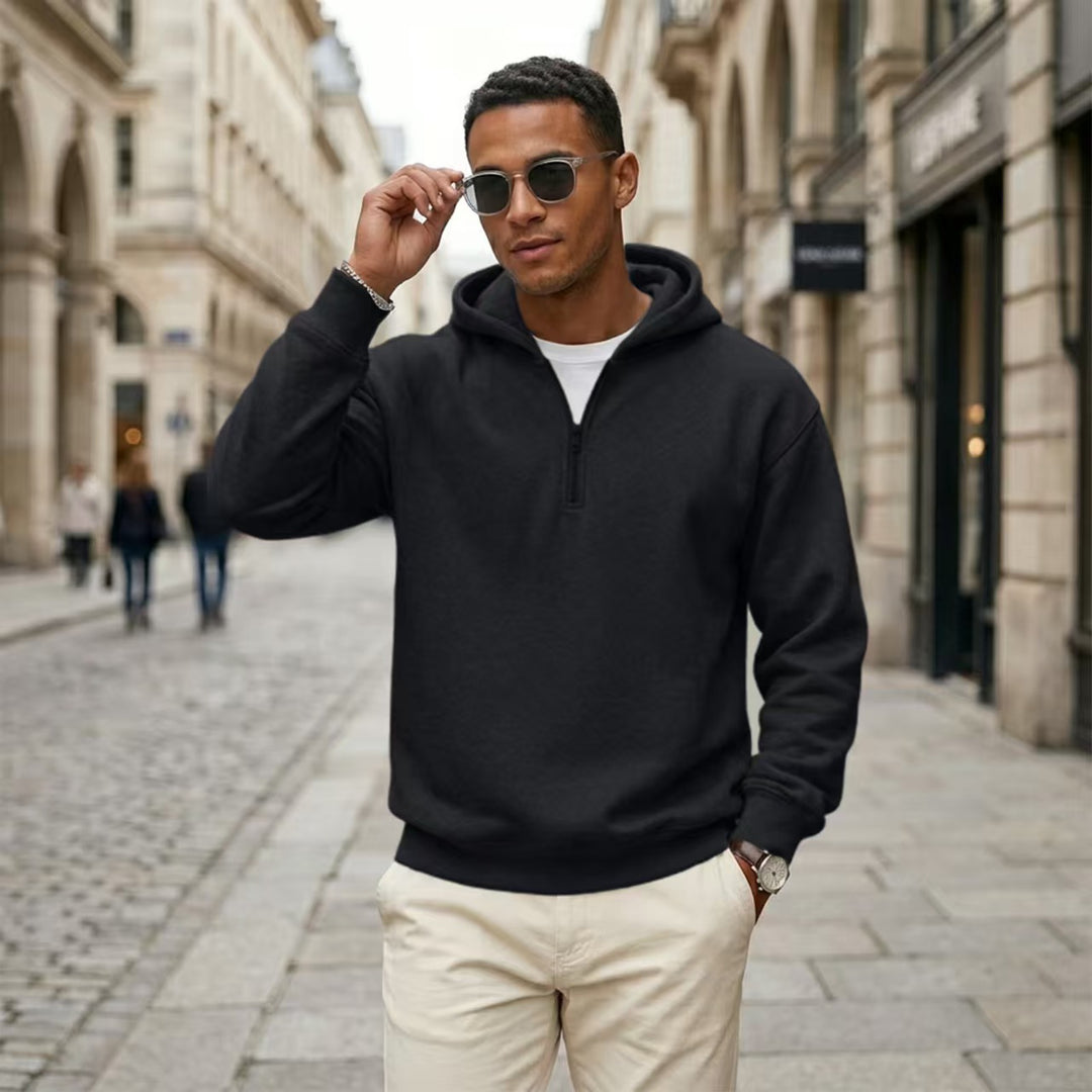 Quarter Zip Hoodie Relaxed Fit Pullover Top