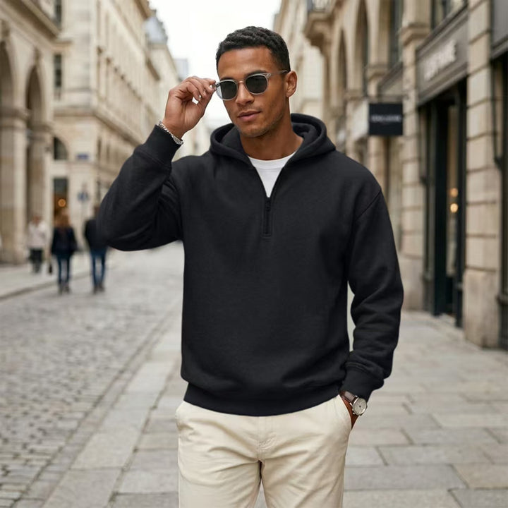 Quarter Zip Hoodie Relaxed Fit Pullover Top