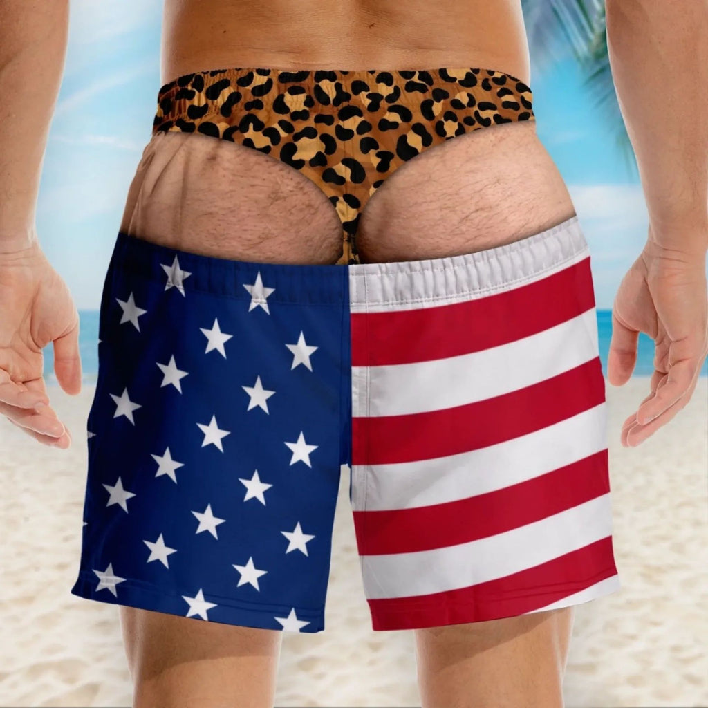 Men's Fun 3D Patriotic Print Shorts