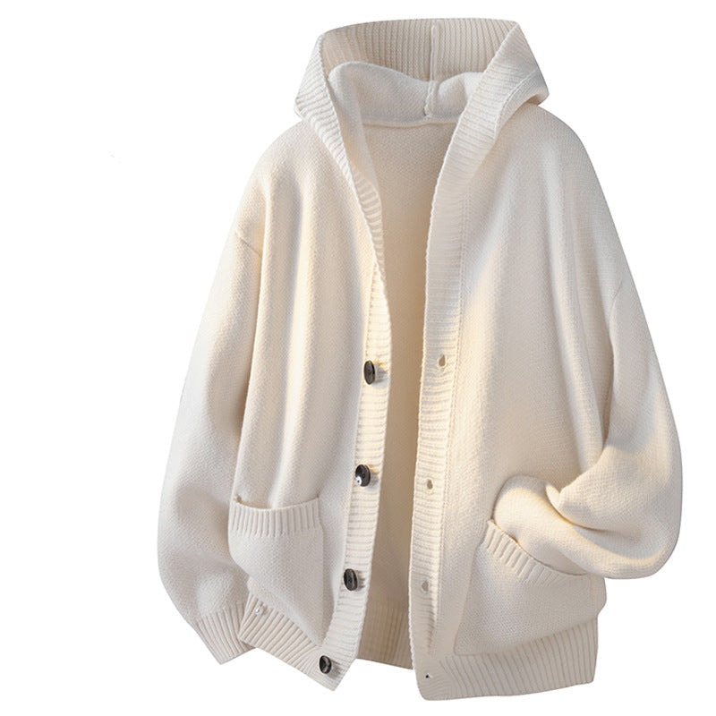 Casual Hooded Knit Open Jacket