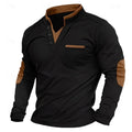 Men's V-neck color-block polo shirt