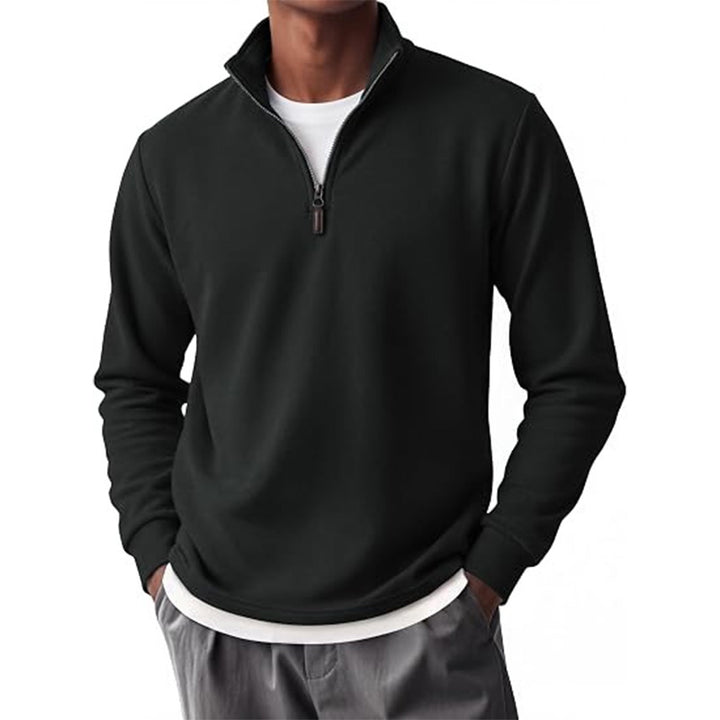 Men Zip Collar Fleece Sweatshirt