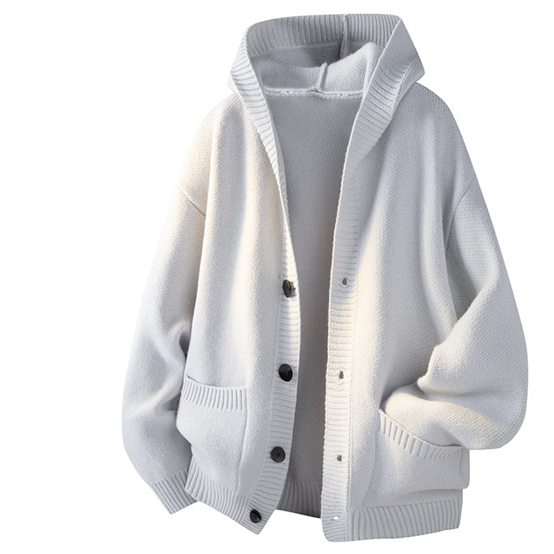 Casual Hooded Knit Open Jacket
