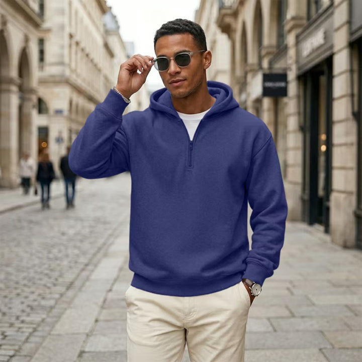 Quarter Zip Hoodie Relaxed Fit Pullover Top