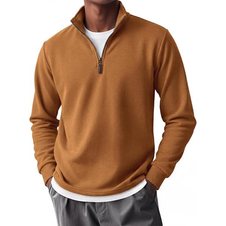 Men Zip Collar Fleece Sweatshirt
