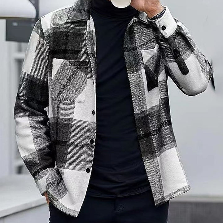 Collared plaid shirt coat