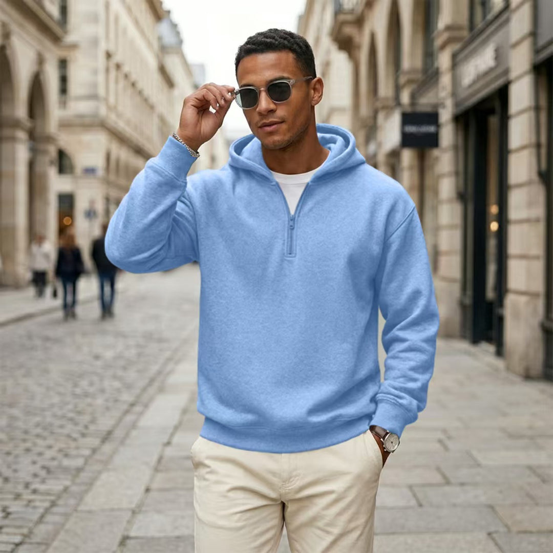 Quarter Zip Hoodie Relaxed Fit Pullover Top