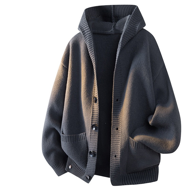Casual Hooded Knit Open Jacket