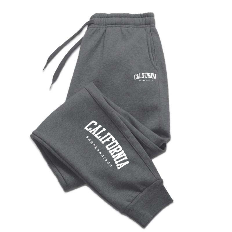 Men Warm Fleece Letter Print Jogger Pants