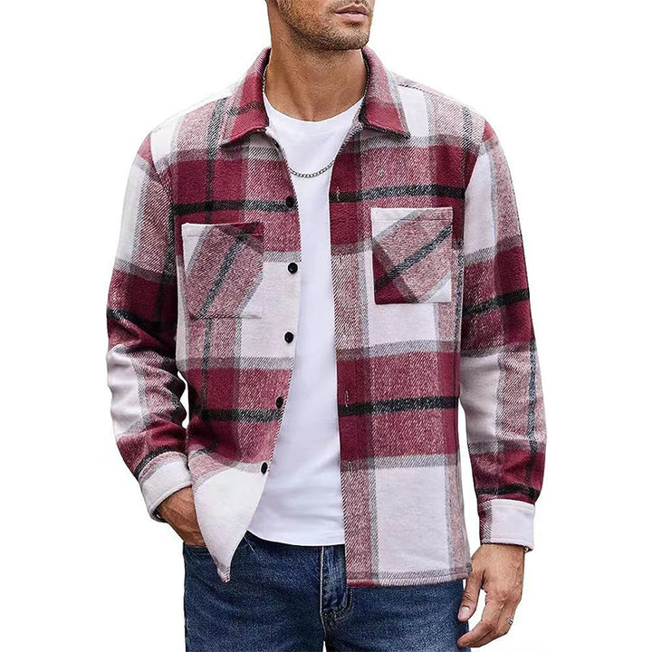 Collared plaid shirt coat