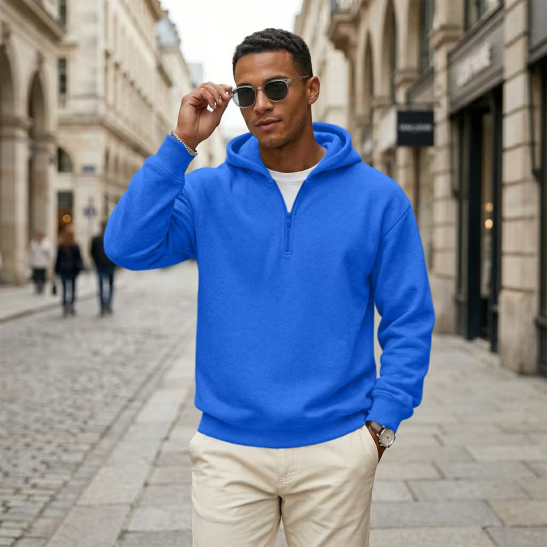 Quarter Zip Hoodie Relaxed Fit Pullover Top