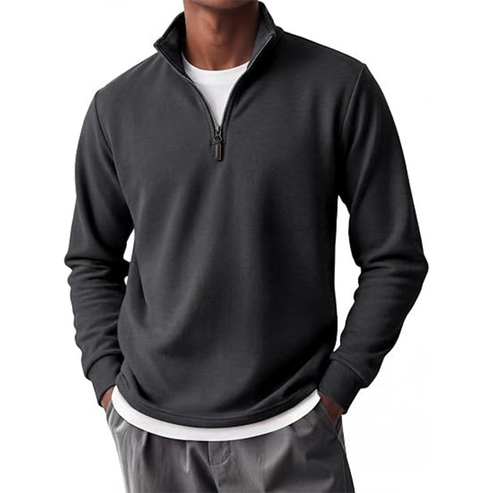 Men Zip Collar Fleece Sweatshirt