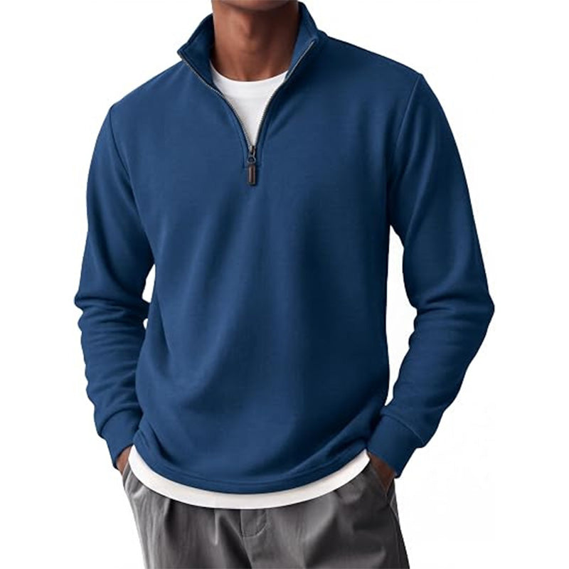 Men Zip Collar Fleece Sweatshirt
