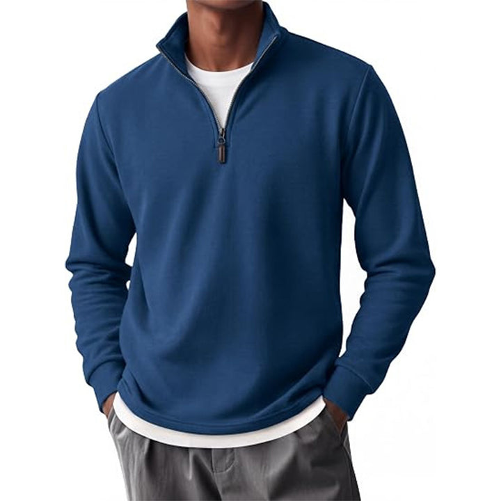 Men Zip Collar Fleece Sweatshirt