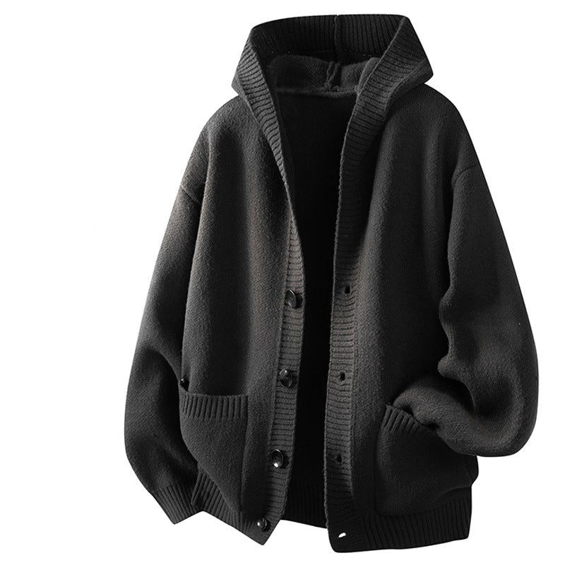 Casual Hooded Knit Open Jacket