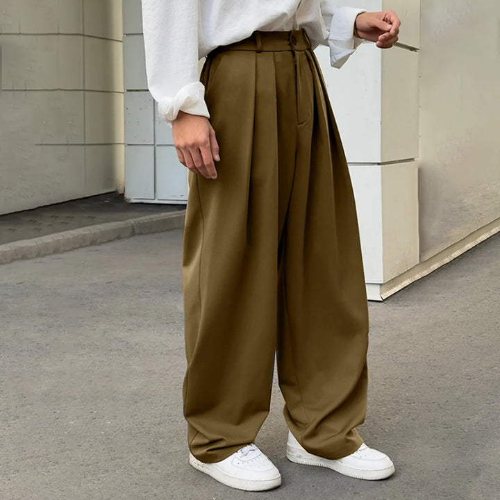 Double Pleat Loose Fit Casual Pants