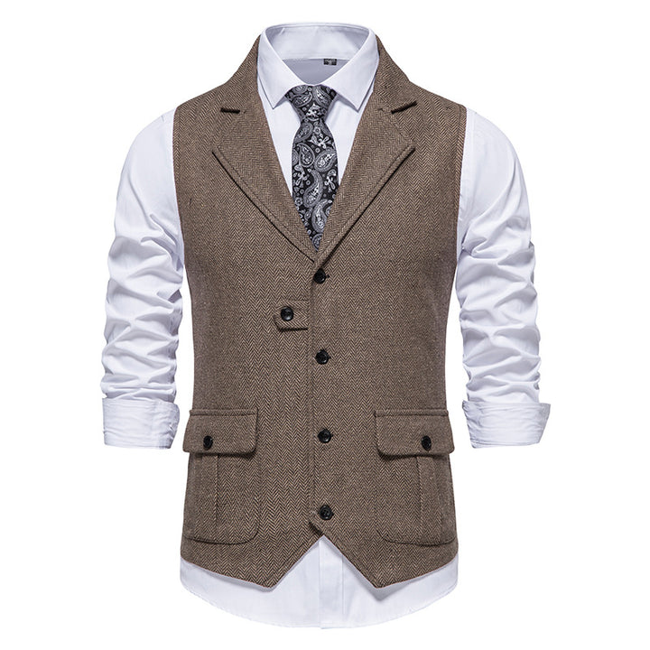 Single-breasted retro collared vest