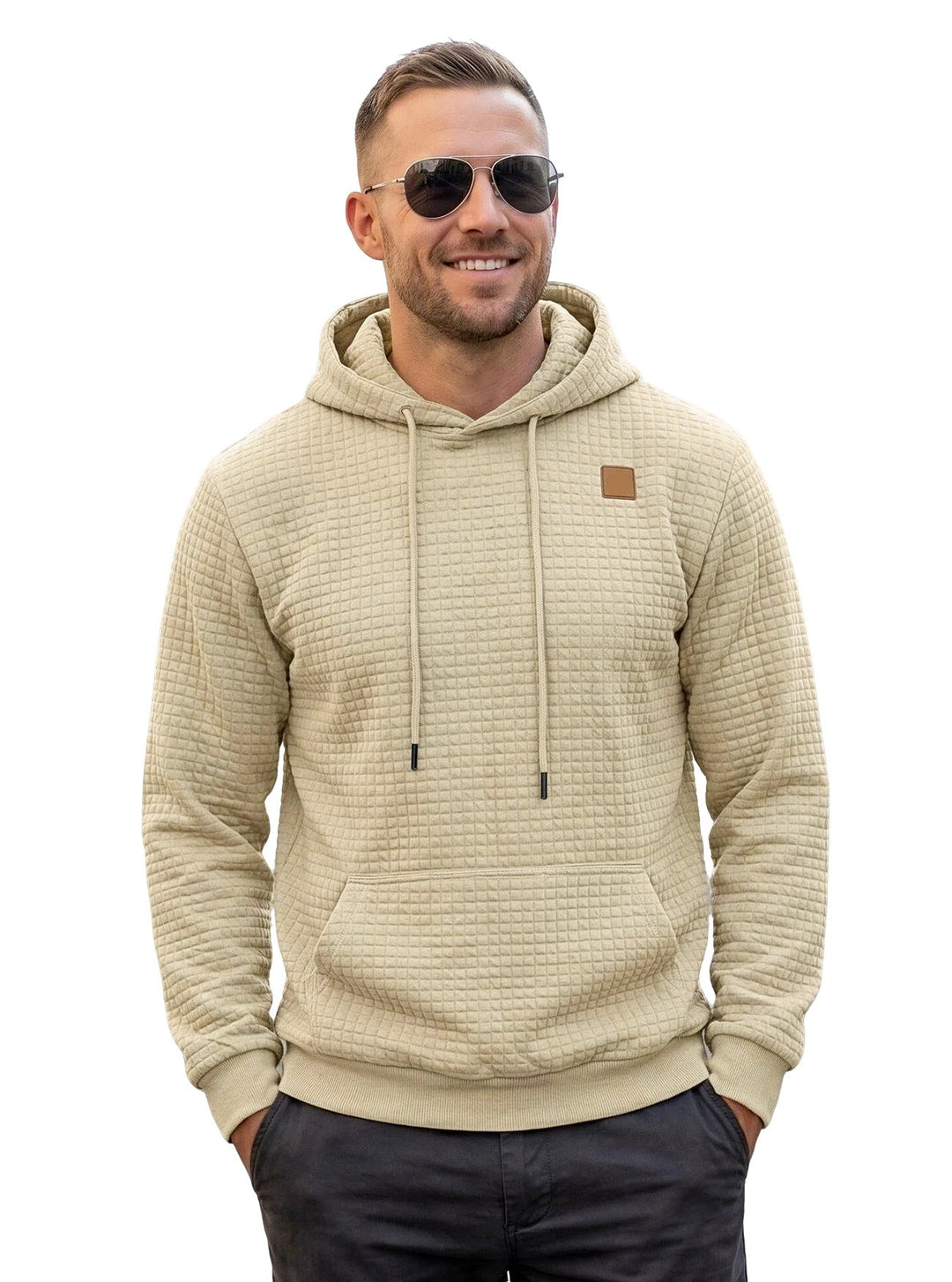 Casual Mens Waffle Hooded Top