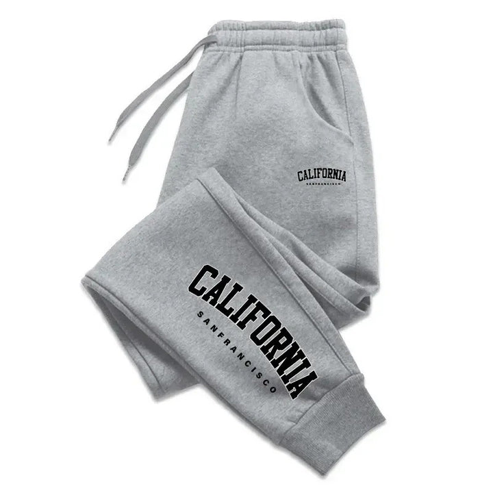 Men Warm Fleece Letter Print Jogger Pants