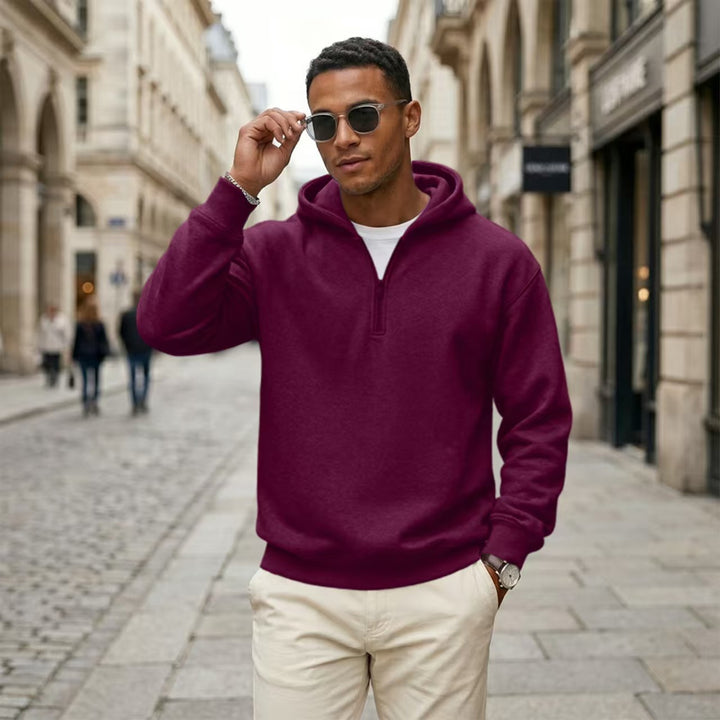 Quarter Zip Hoodie Relaxed Fit Pullover Top