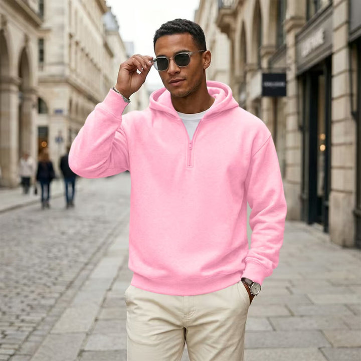 Quarter Zip Hoodie Relaxed Fit Pullover Top