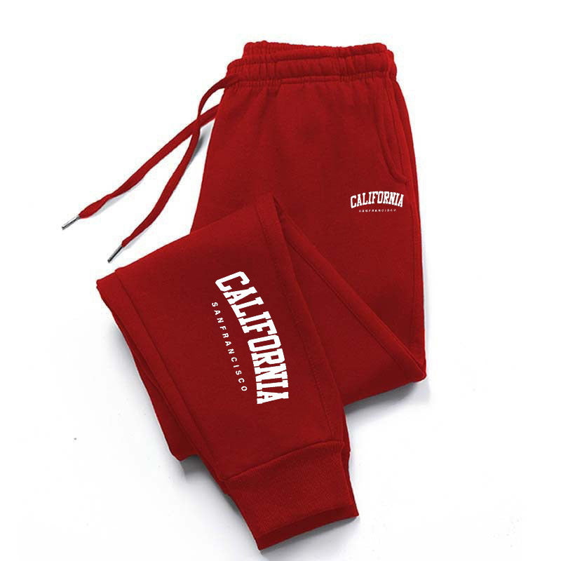 Men Warm Fleece Letter Print Jogger Pants