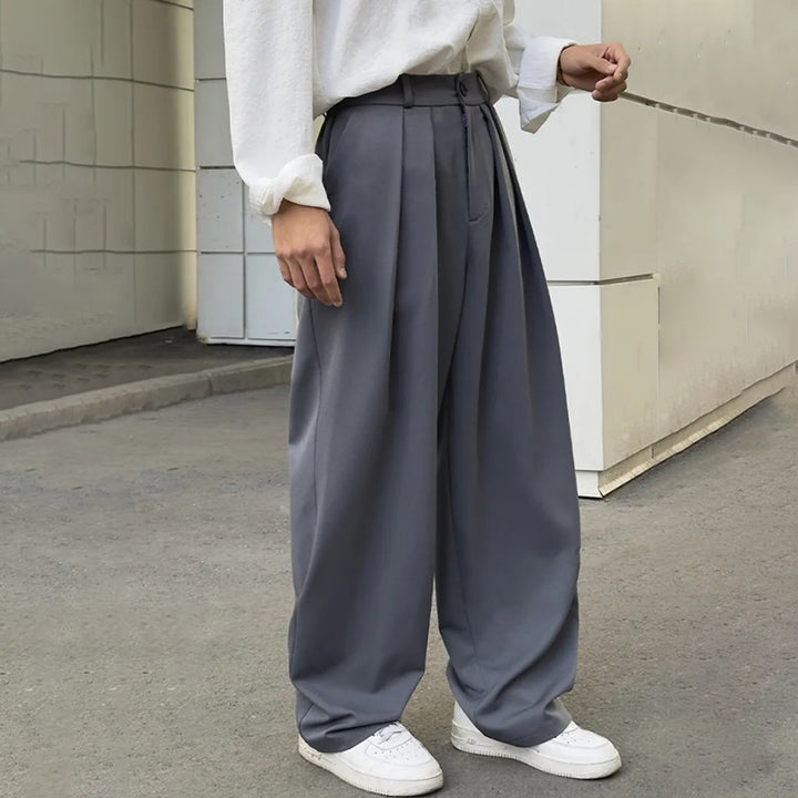 Double Pleat Loose Fit Casual Pants